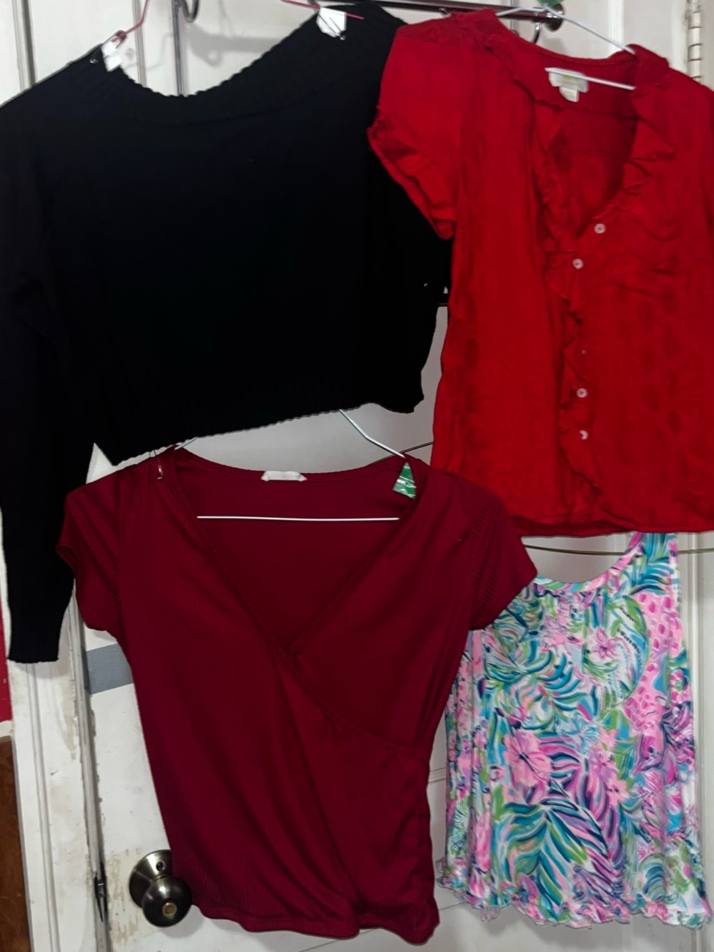 Bundle Women's Short Sleeve Wrap Top - Red Wine